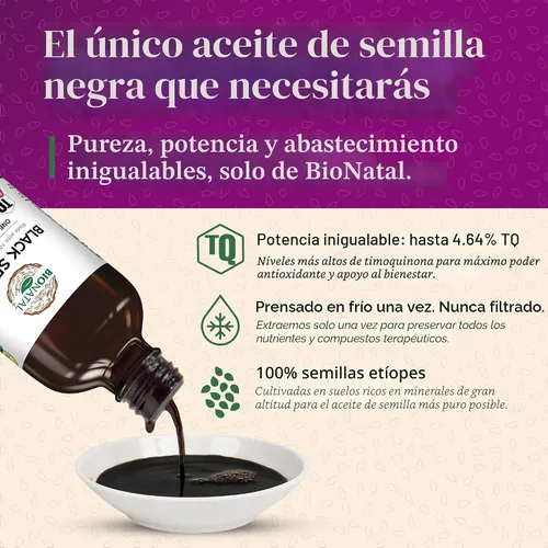 Vista 4 de BioNatal Aceite de semilla negra etíope 4.2oz de vidrio – Nigella sativa prensado en frío que produce aceite de semilla de comino negro, sin refinar