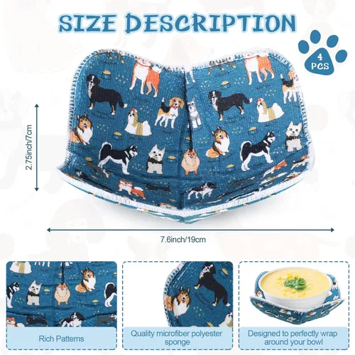 Vista 2 de Cunhill 4 piezas de soportes para cuencos de microondas, almohadillas para ollas, soportes para ollas calientes, multiusos, soportes para platos a