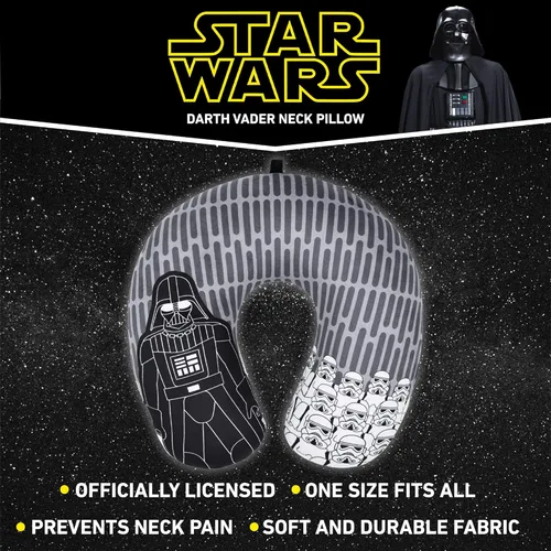 Vista 6 de FUL Star Wars Darth Vader and Storm Trooper - Almohada de viaje para el cuello para avión, coche y oficina, cómoda y transpirable, color gris