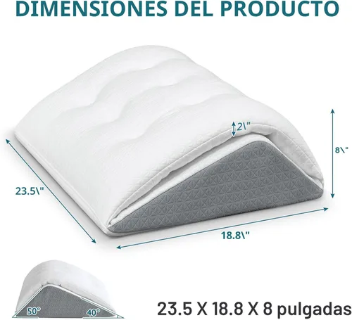 Vista 5 de Almohada de cuña para rodilla Shinnwa, almohada de rodilla convertible patentada para dormir de espalda, almohada triangular de espuma viscoelástica