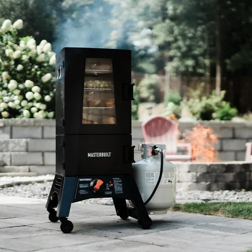 Vista 8 de Masterbuilt® Ahumador vertical ThermoTemp para barbacoa de gas propano de 40 pulgadas con control de temperatura analógico y 960 pulgadas cuadradas