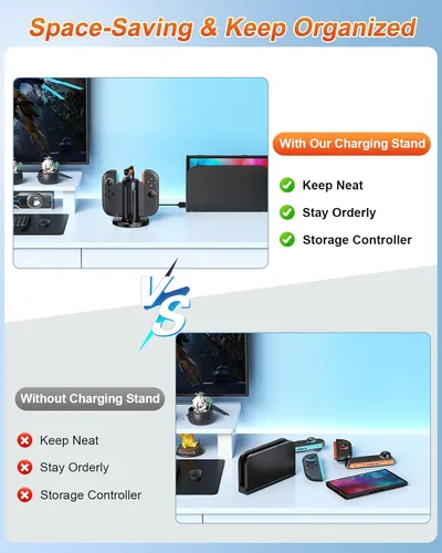Vista 5 de FYOUNG Charging Station for Nintendo Switch 2 Controller(2025), Charger Dock for Joycon 2 with Charging Indicator, Compact Vertical Charge 4