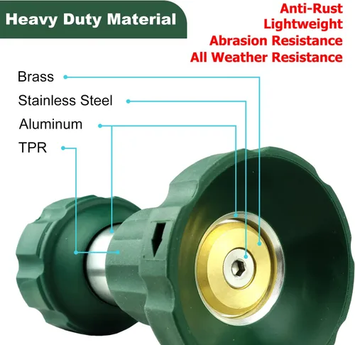 Vista 2 de Boquilla de manguera de jardín, boquilla de agua de metal resistente con patrones de riego ajustables, boquilla de manguera de alta presión