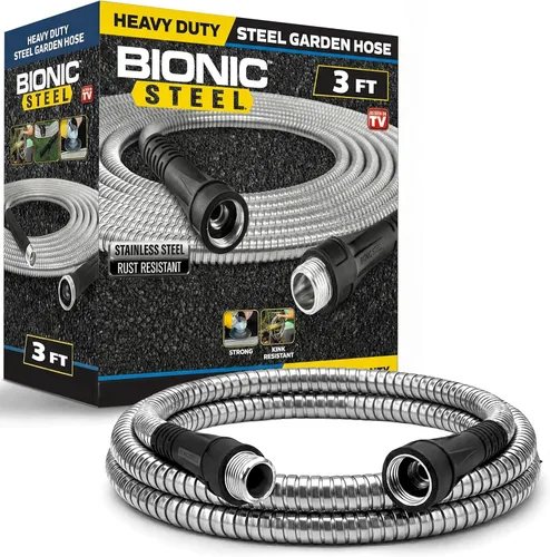 Vista 11 de Manguera de jardín de acero ligero Bionic de acero Inoxidable 304, sin torceduras, más fuerte que nunca, duradera y fácil de usar.