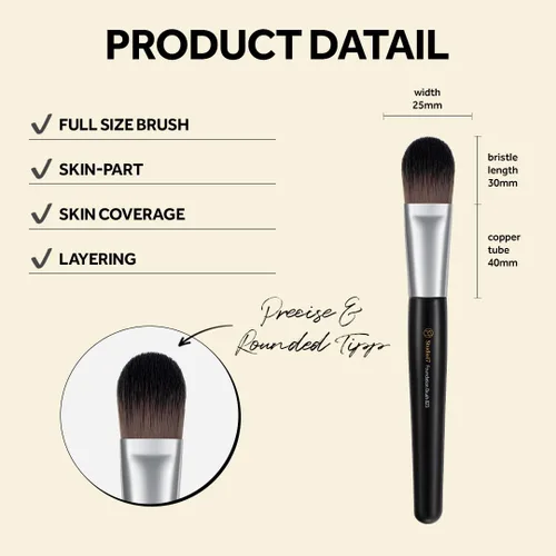 Vista 3 de STUDIO17 Brocha de base para maquillaje Brocha de maquillaje profesional con cerdas sintéticas de primera calidad Brochas de maquillaje coreanas