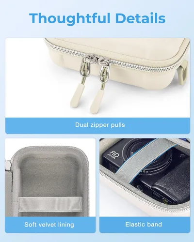 Vista 6 de BAGSMART Funda para cámara digital, impermeable y protectora para cámara pequeña con 2 formas de transporte, bolsa ligera para cámara Canon Beige