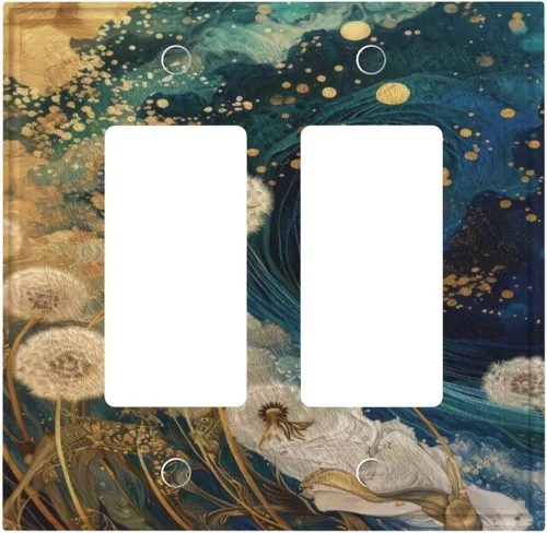 Vista 90 de Cubiertas decorativas para interruptor de luz de arte BOHO, figura abstracta de 1 gang, salida basculante, placa frontal decorativa del interruptor