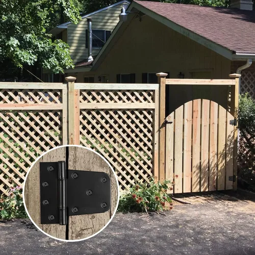 Vista 4 de Bisagras de puerta resistentes, paquete de 4, bisagras de puerta de granero negras de 3.5 pulgadas, bisagras de puerta de metal para puertas