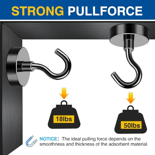 Vista 3 de E BAVITE Magnetic Hooks,50 LB Heavy Duty Magnet with Hook,10 Packs Cruise Cabin Ship Essentials Heavy Duty Strong Magnets Refrigerator Fridge