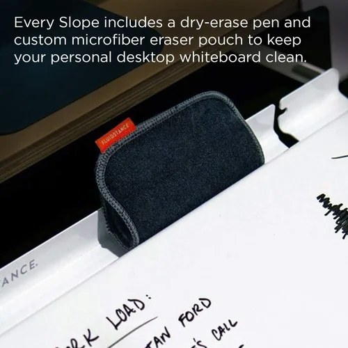 Vista 7 de FluidStance Slope Desktop Dry Erase Computer to-Do Board, Dry Erase Surface, Solid Steel with White Surface (White, Medium)