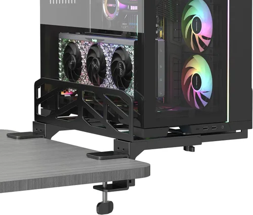 Vista 10 de Pholiten Soporte de Montaje Ajustable para Mini PC de Cliente Delgado, Soporte para Computadora CPU VESA Bajo Escritorio y Brazo de Monitor