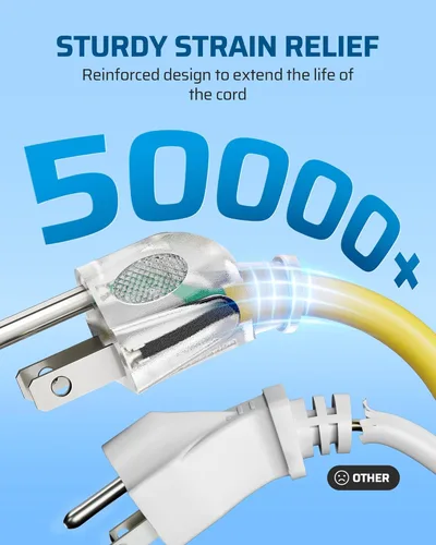 Vista 5 de DEWENWILS Cable de extensión de calibre 12/3 de 15 pies, divisor de cable de extensión Tri-Tap para exteriores, cable de alimentación resistente