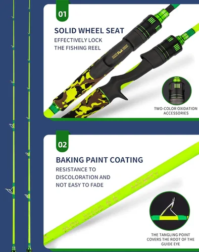 Vista 2 de GOOFISH® Verde 6'6"(195cm) Nano Tech Sólido en Blanco Caña de Jigging de Paso Lento para Agua Salada PE2-4 Jig 120-350g