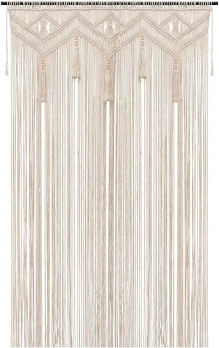 Cortinas Boho para Dormitorio Macramé para Ventanas Sala de Estar Decoración Boho Grande Colgante de Pared de Macramé Cortina con Cuentas para