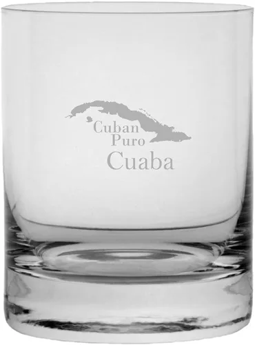 Vista 12 de Bolívar Cuban Cigar Temático Grabado 11oz Crystal Rocks Whisky Glass