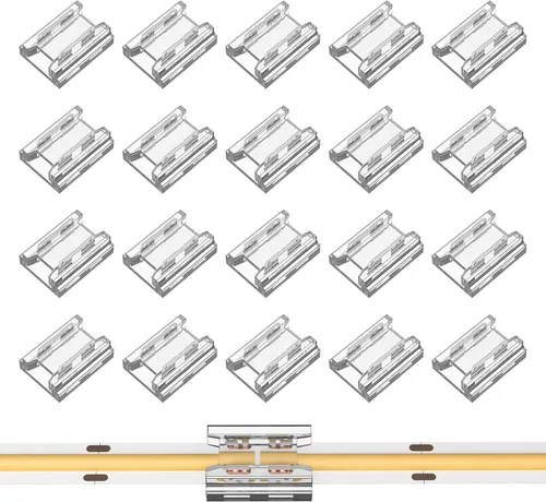 Vista 7 de COB - Conectores de tira de luz LED, 20 unidades, 0.197 in, tira de 2 pines a cables, conectores de luz de cinta LED, transparente, sin soldadura