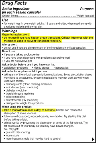 Vista 6 de Alli Pastillas para Perder Peso, Cápsulas de Orlistat 60 mg, Ayuda para Pérdida de Peso sin Receta, Paquete de Recambio de 120