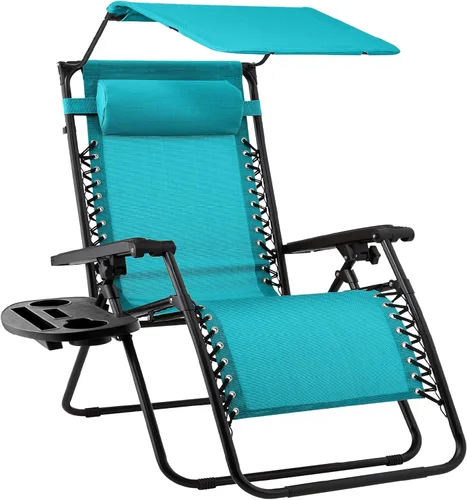Vista 75 de Best Choice Products Silla reclinable plegable de gravedad cero para exteriores, de patio, para salón al aire libre, con toldo ajustable