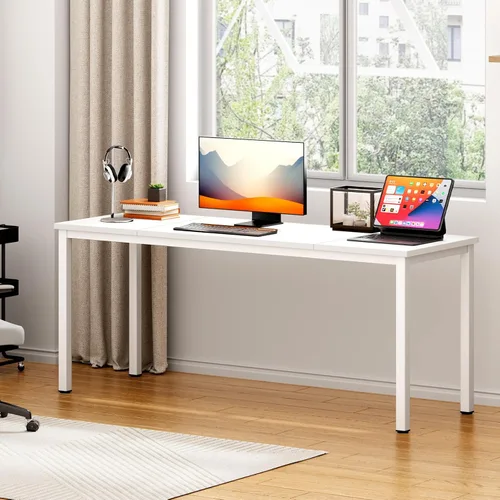 Vista 18 de DlandHome Escritorio pequeño para computadora de 31.5 pulgadas, mesa de escritura para espacios pequeños, mesa de estudio, escritorio para Negro