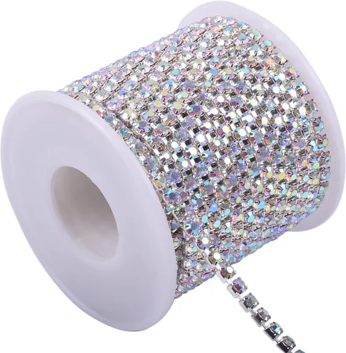 Vista 9 de KAOYOO - Cadena de cierre de diamantes de imitación de cristal de 9 metros (10 yardas) y 2 mm para manualidades de costura, decoración de bricolaje