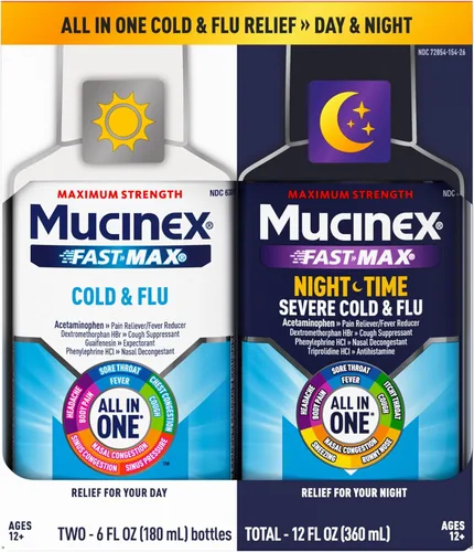 Mucinex Fast-Max - Medicina para el resfriado y la gripe y el turno nocturno para adultos, paquete combinado de medicamentos de venta libre para
