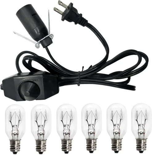 haraqi Cable de lámpara de sal y bombillas, cable de repuesto para lámpara de sal del Himalaya con interruptor de atenuación, repuesto original de