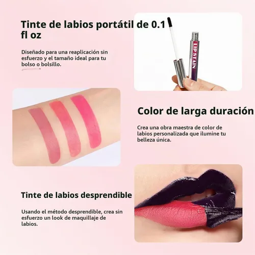 Vista 6 de 3 unidades de tinte de labios despegable, tinte de labios de larga duración, delineador de labios impermeable, delineador de labios que se despega