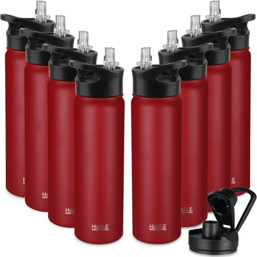 Vista 10 de HASLE OUTFITTERS Botella de agua aislada de 22 onzas, botella de agua de acero inoxidable de doble pared de boca ancha con tapa de popote y tapa