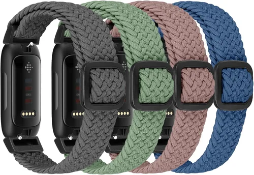 Vista 7 de Paquete de 4 correas elásticas trenzadas ajustables compatibles con Fitbit Inspire 3/Inspire 2/Inspire HR/Inspire/Ace 3/Ace 2 para mujeres