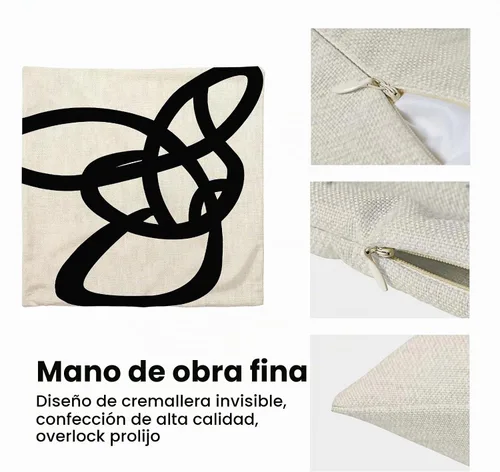 Vista 3 de Fundas de cojín en blanco y negro 16x16 Juego de 2 Fundas de cojín geométricas abstractas de arte moderno de línea Modernas estilo minimalista Línea