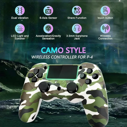 Vista 2 de SHEPUDRUC Wireless Controller for PS4, 2 Pack Remote Control Compatible with P4/Slim/Pro with Dual Vibration/Audio/Six-axis Motion Sensor/Game