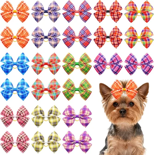 Vista 12 de 24 piezas/12 pares 10 cm Lazos para el pelo de perro grande con fruta de verano para perros de raza grande Bandas elásticas Lazo de pelo de perra