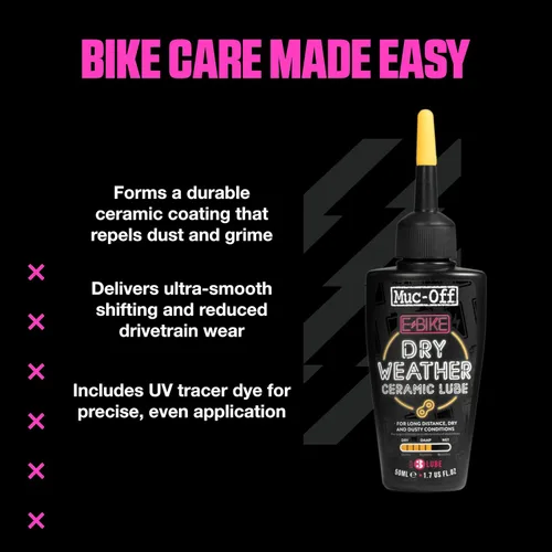 Vista 7 de Muc-Off eBike - Lubricante de cadena seca, 1.7 onzas líquidas, lubricante para bicicleta, aceite de cadena de bicicleta, cera de cadena