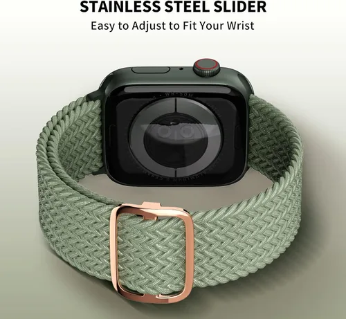 Vista 3 de Correa elástica trenzada Solo Loop compatible con Apple Watch de 1.61 pulgadas, 1.49 pulgadas, 1.57 pulgadas, 1.77 pulgadas, 1.65 pulgadas, 1.73