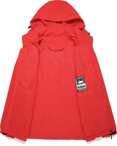 Vista 4 de Chaqueta impermeable ligera para hombre, chaqueta impermeable con capucha para exteriores, senderismo, cortavientos