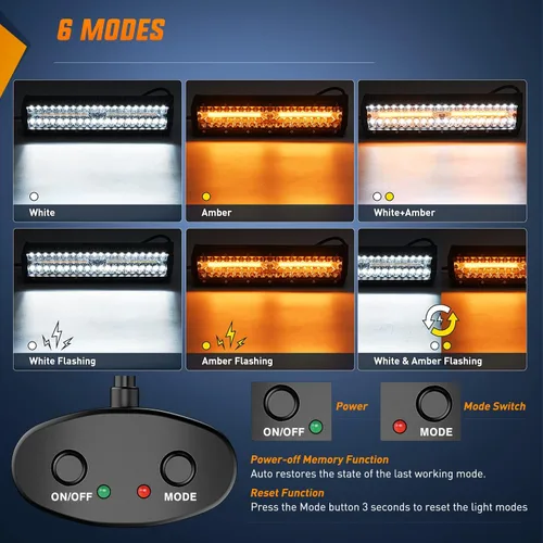 Vista 3 de Nilight 12 pulgadas 300 W Barra de luz LED, 2 piezas de 4 pulgadas, 60 W, módulos de luz, luz estroboscópica ámbar y blanca, 6 modos, función
