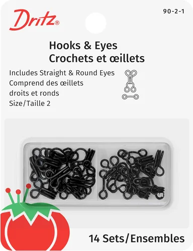 Vista 10 de Dritz Cierres de gancho y ojal, 14 unidades, tamaño 0, negro