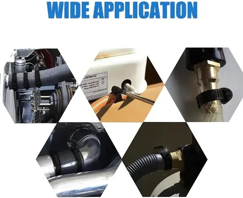 Vista 3 de Abrazadera de manguera de acero inoxidable ajustable de 6 a 1.496 in, abrazaderas de manguera de engranaje helicoidal, kit surtido para fontanería