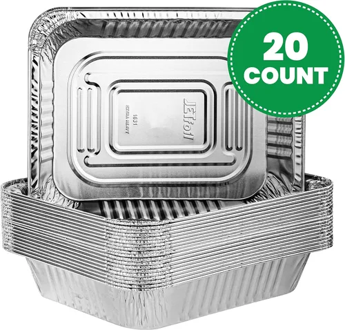Vista 2 de PLASTICPRO Charolas desechables de aluminio de papel de aluminio de 9 x 13, peso pesado, tamaño mediano, profundidad media, para mesa de vapor