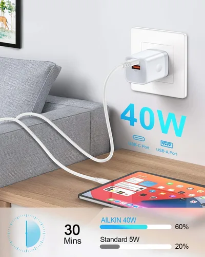 Vista 3 de Bloque de cargador rápido USB C Google Pixel 10a 9 8, cargador de pared de doble puerto para Google Pixel 10 Pro Fold 9a 9 Pro XL 8a 8 7a 7 6a 6 5a