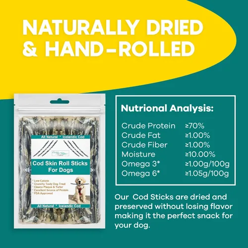 Vista 5 de Ocean Tides Bacalao Skins para perros y gatos 12 onzas – Golosinas para la piel de peces del Atlántico islandés, palitos secos y crujientes