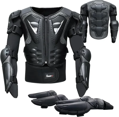StarknightMT Conjunto de Armadura para Motocicleta Infantil, Equipo para Moto de Tierra, Chaleco Protector para Pecho, Columna Vertebral, Espalda,