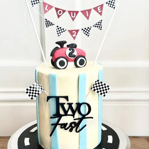 Vista 2 de Decoración para tartas de cumpleaños con dos diseños rápidos para decoración de fiesta de segundo cumpleaños para niño y niña
