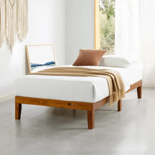 Vista 27 de Mellow Naturalista Classic - Cama de plataforma de madera maciza de 12 pulgadas con listones de madera, no necesita somier, fácil montaje