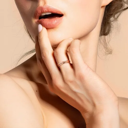 Vista 4 de Suplight Anillos entrelazados de plata de ley para mujer, anillo simple para ansiedad, anillos de polvo de estrellas lisos, anillo apilable