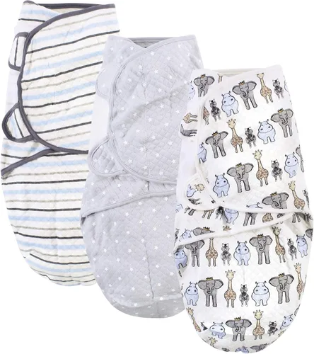 Vista 14 de Hudson Baby Envoltura de algodón acolchada unisex para bebé, 3 unidades, bosque de niños, 0-3 meses