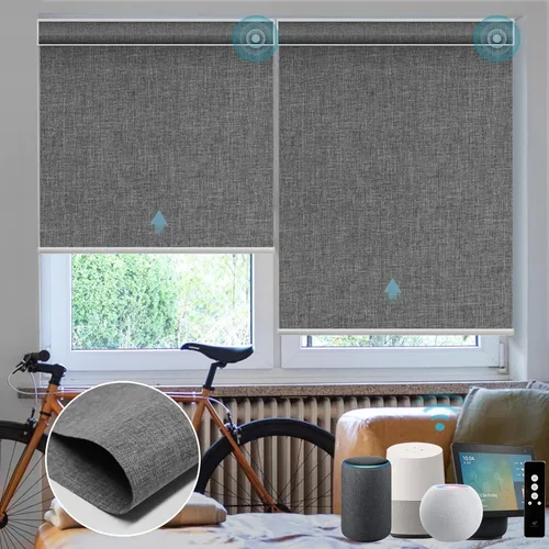 Vista 85 de SmartWings Persianas Motorizadas con Sombras para Ventana Control Remoto Funciona con Thread Apple Homekit Z-Wave Alexa 100% Blackout de Doble Cara