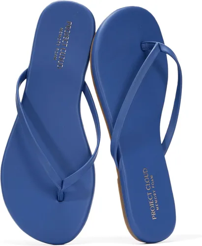 Vista 18 de Project Cloud - Sandalias para mujer planas de espuma viscoelástica, ligeras de cuero vegano, sandalias esenciales de verano para la playa