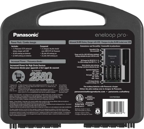 Vista 3 de Panasonic K-KJ75KHC82A Eneloop pro - Baterías recargables de alta capacidad 8AA y Panasonic BK-4HCCA12FA pro AAA baterías recargables precargadas