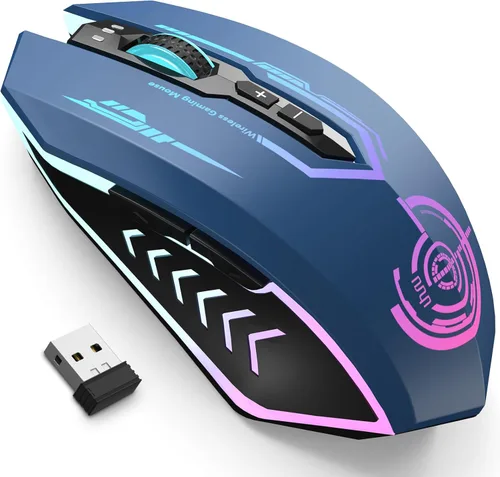 Vista 12 de Wireless USB Gaming Mouse, recargables uhuru 5 botones 7 Changeable LED Color ergonómico programable MMO RPG para PC computadora Portátil gaming